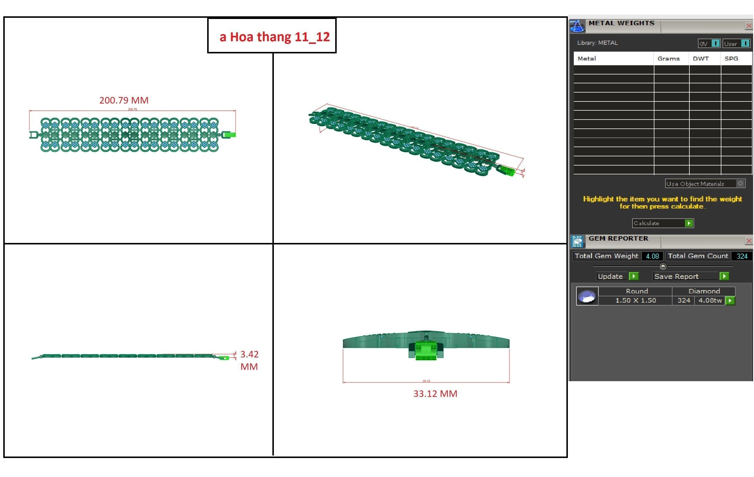 Diamond Bracelet 3D print model  3D print model_4