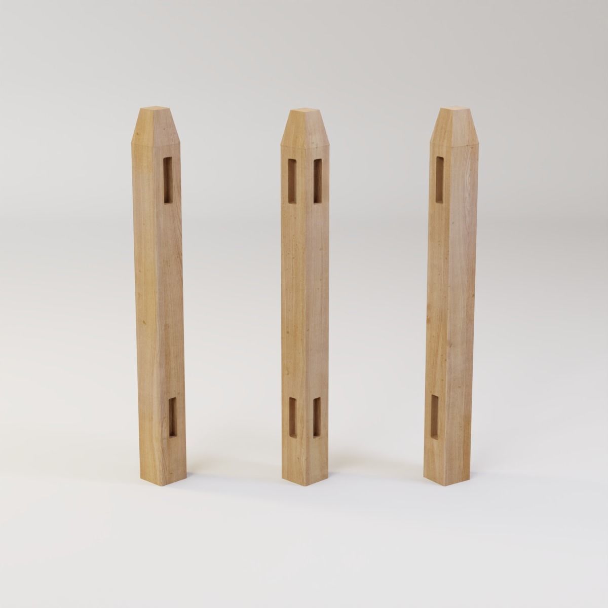 Modular Fence Kit Pack - Angled Picket Fence Low-poly 3D model_5