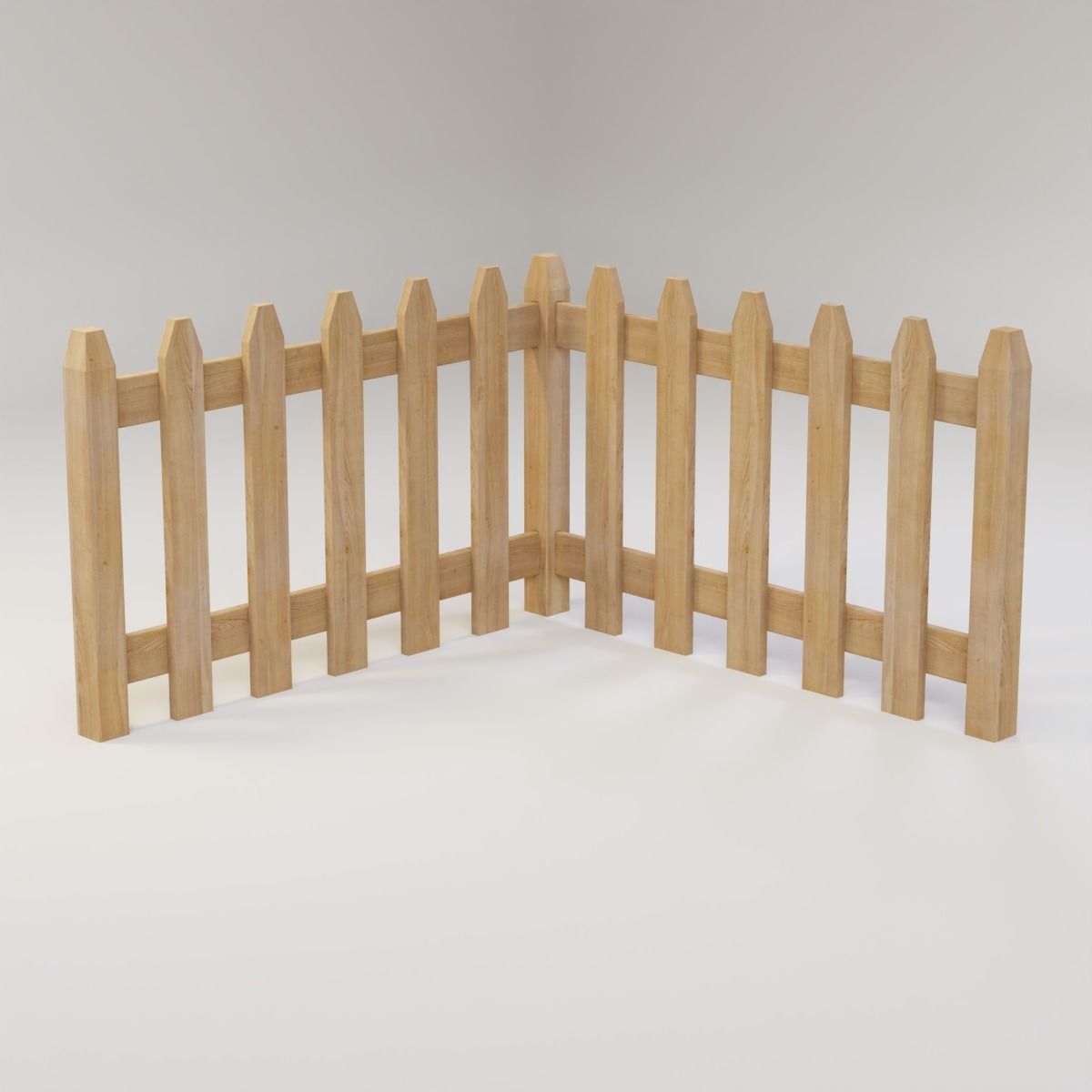 Modular Fence Kit Pack - Angled Picket Fence Low-poly 3D model_1
