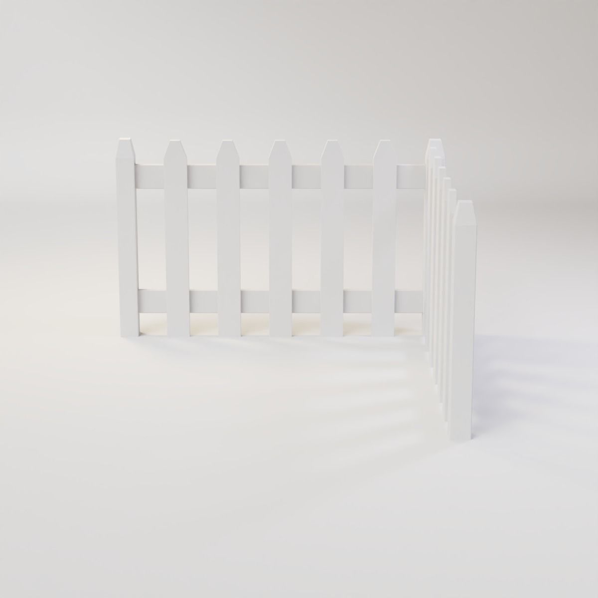 Modular Fence Kit Pack - Angled Picket Fence Low-poly 3D model_4