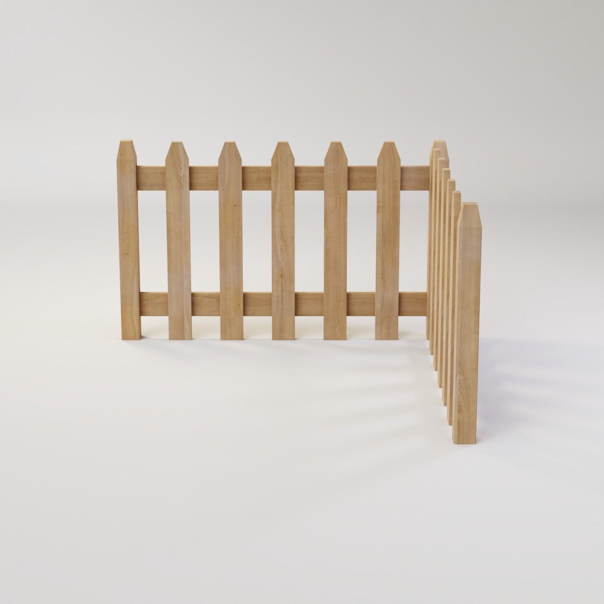 Modular Fence Kit Pack - Angled Picket Fence Low-poly 3D model_2