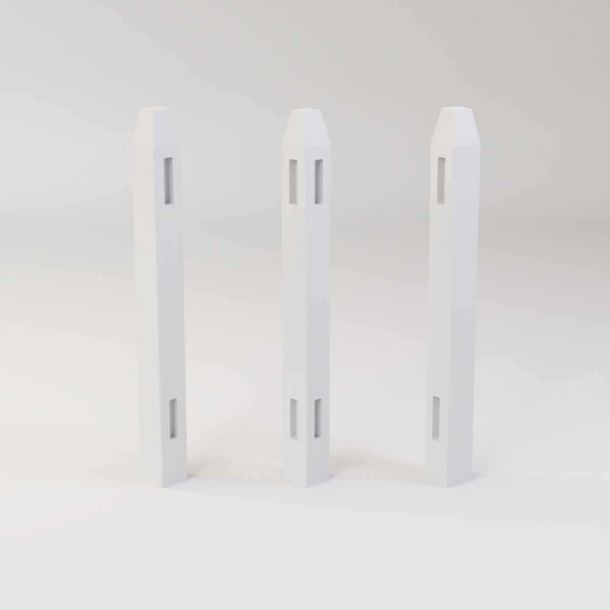 Modular Fence Kit Pack - Angled Picket Fence Low-poly 3D model_6