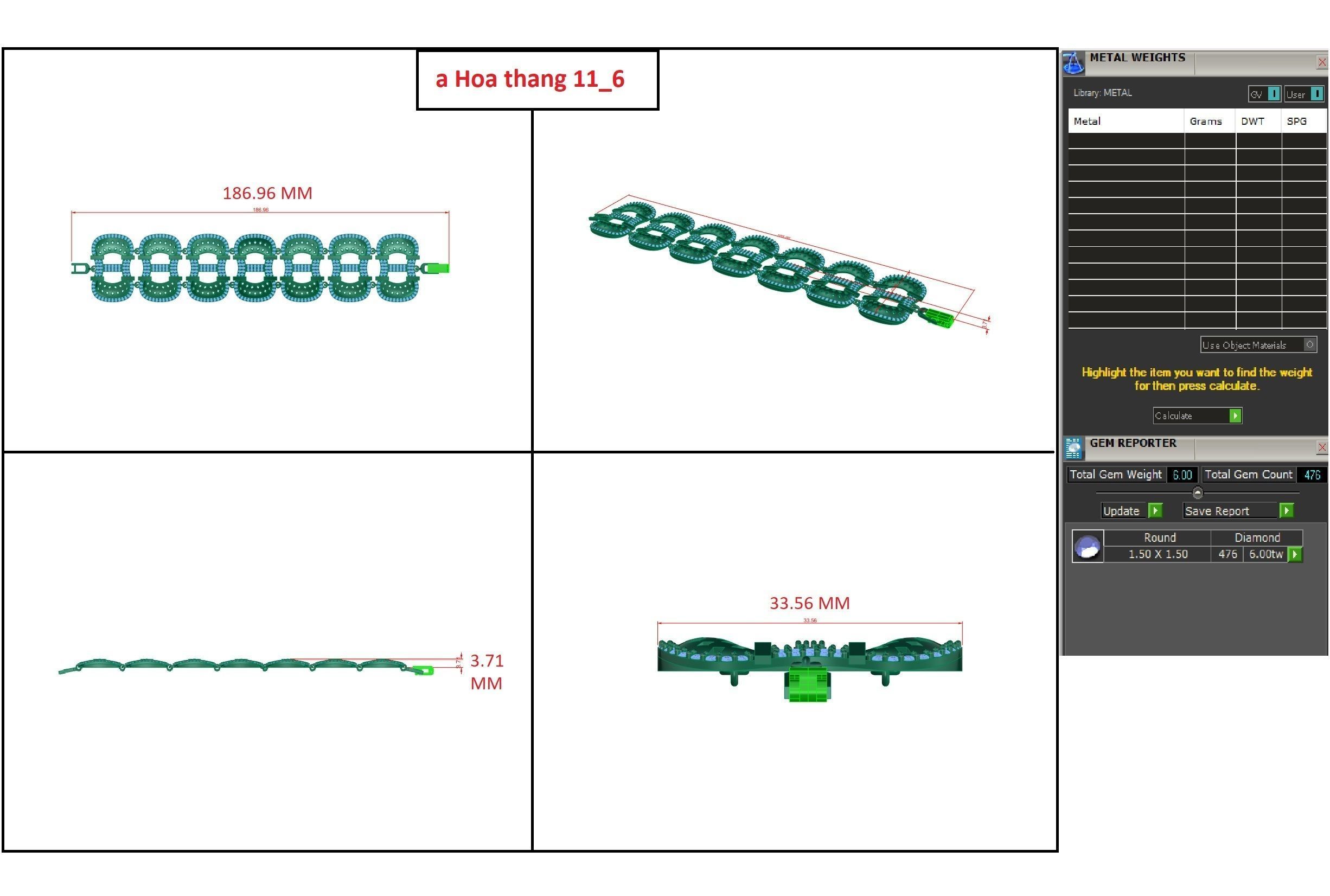 Diamond Bracelet 3D print model  3D print model_9