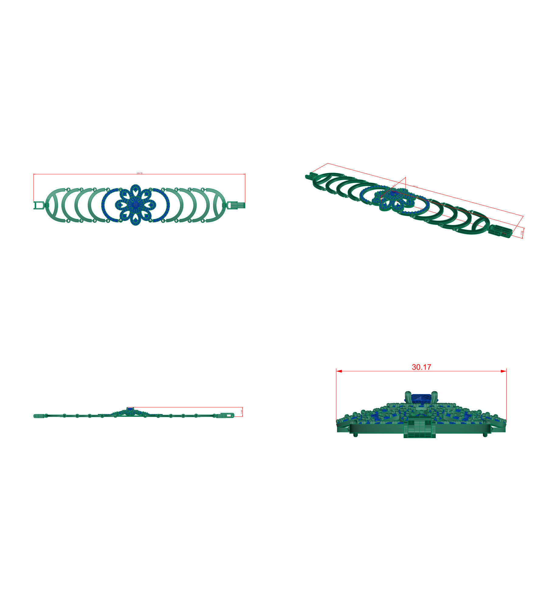 Diamond Bracelet 3D print model  3D print model_5