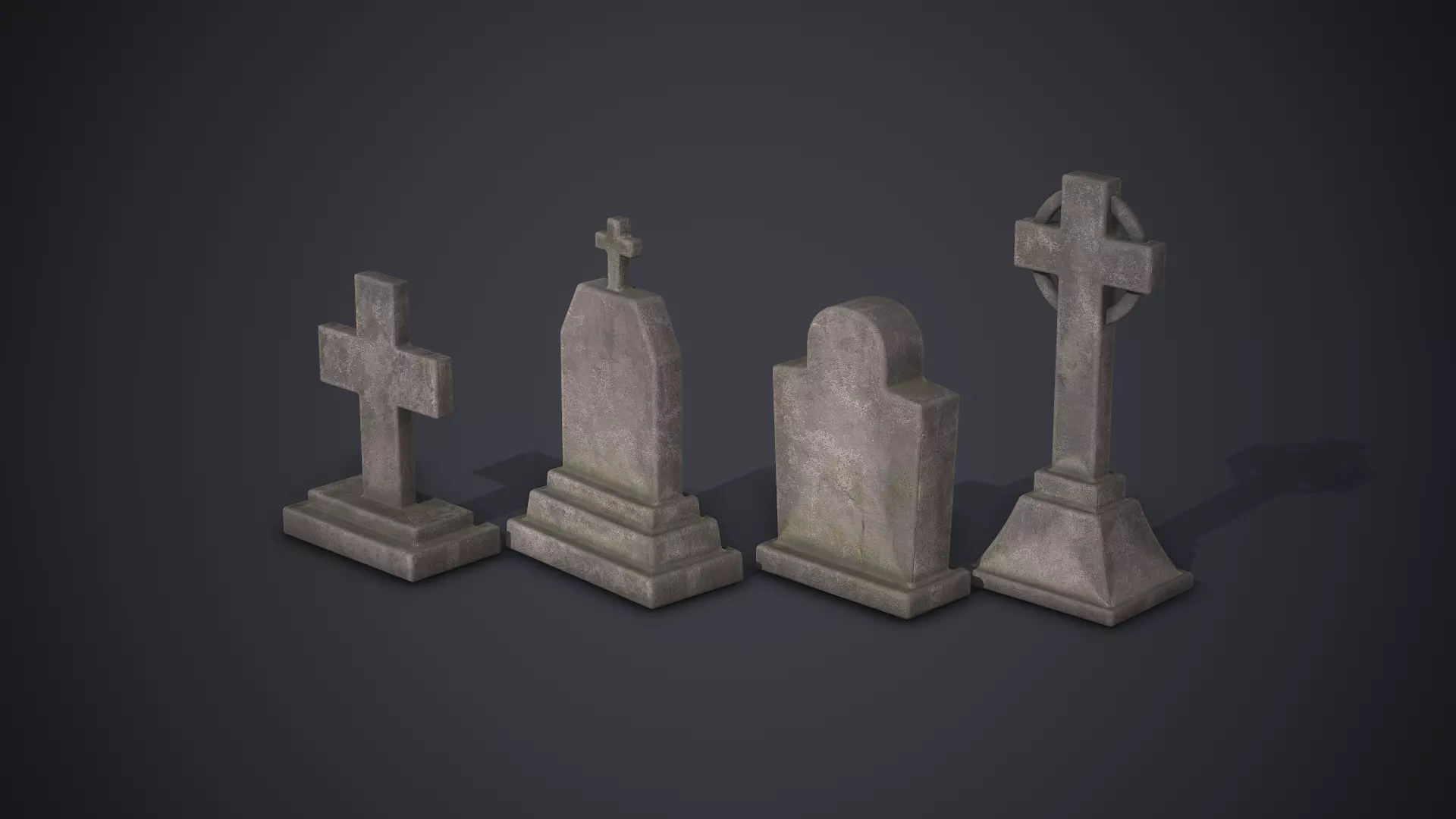 Gravestones Old Tombstones Low-poly 3D model_0