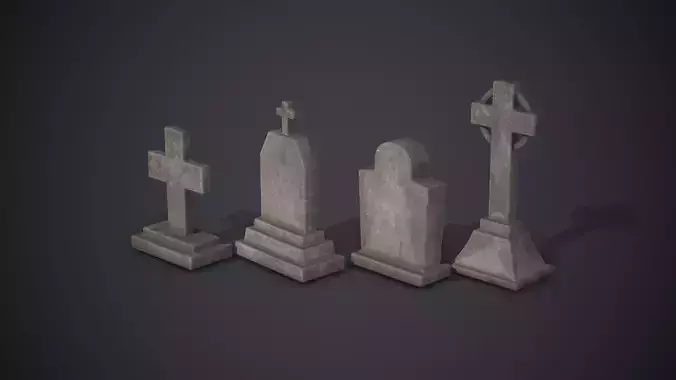 Gravestones Old Tombstones Low-poly 3D model Gravestones Old Tombstones Low-poly 3D model
