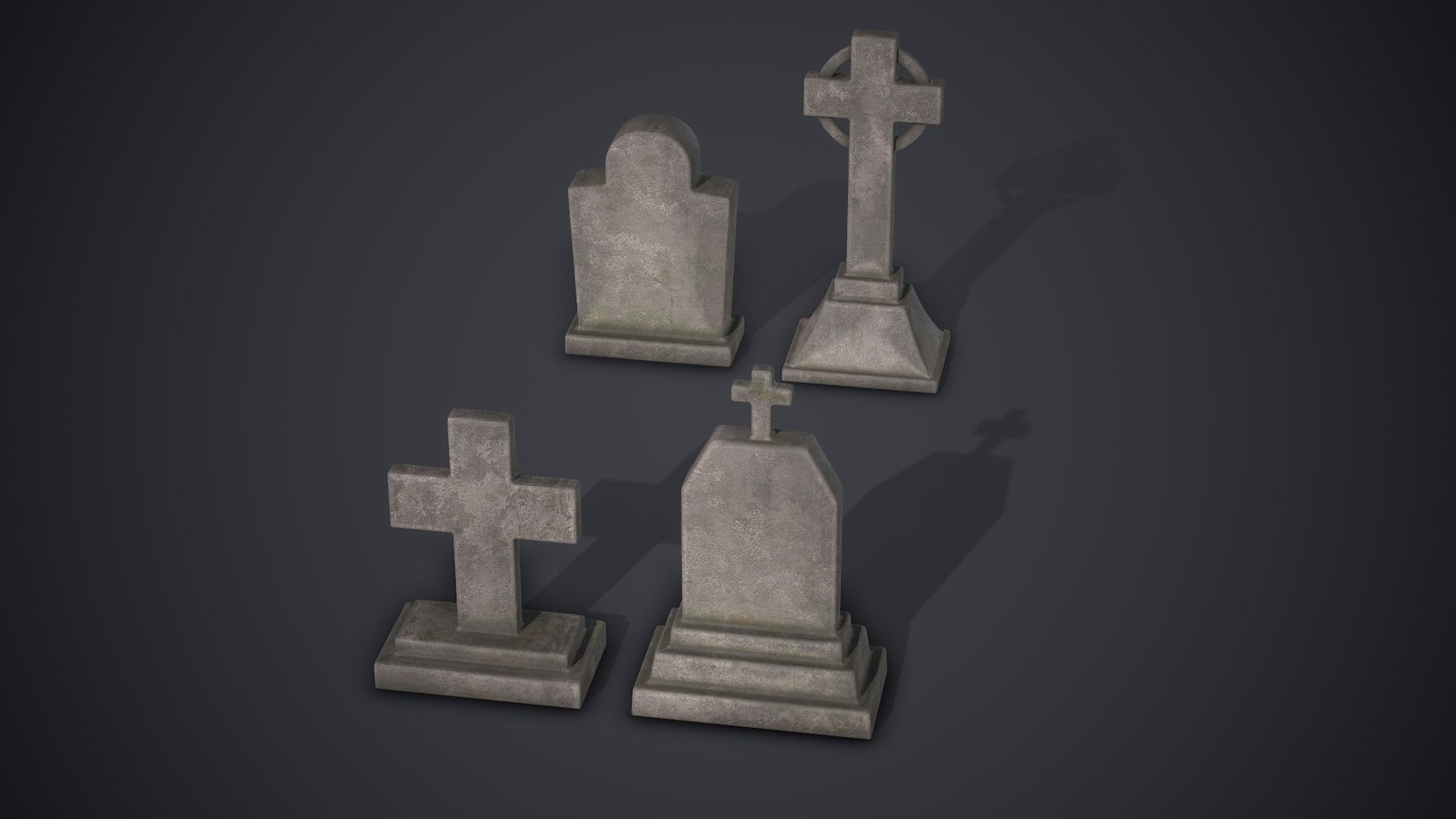 Gravestones Old Tombstones Low-poly 3D model_1