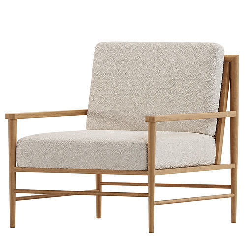 Boucle Cane Armchair 3D model 2