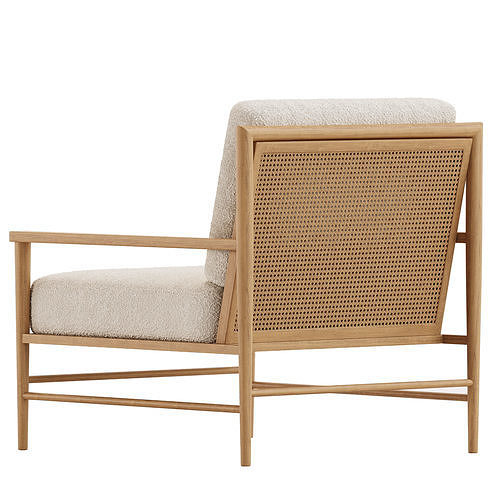Boucle Cane Armchair 3D model 3