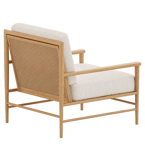 Boucle Cane Armchair 3D model 4
