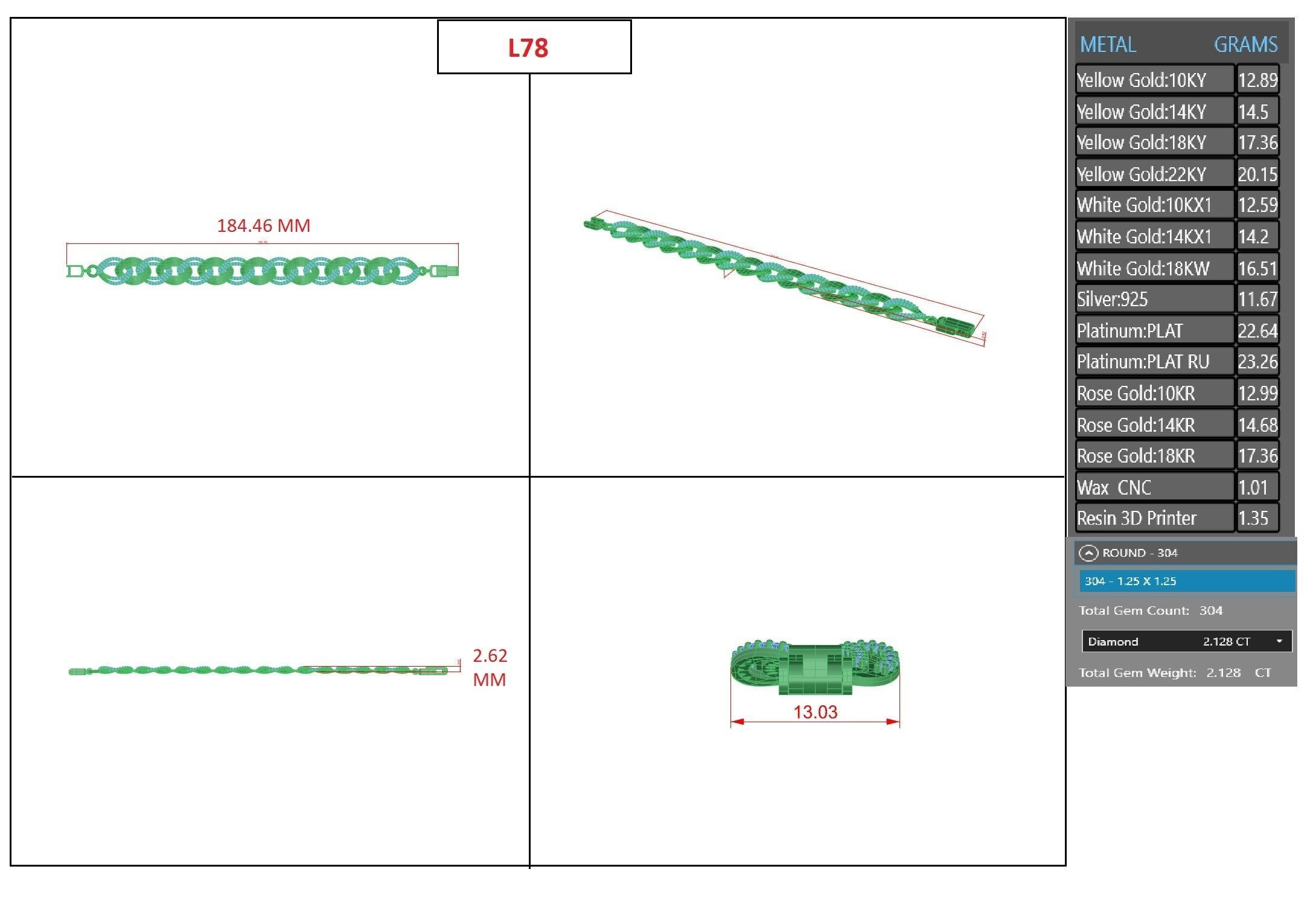 Diamond Bracelet 3D print model 3D print model_5