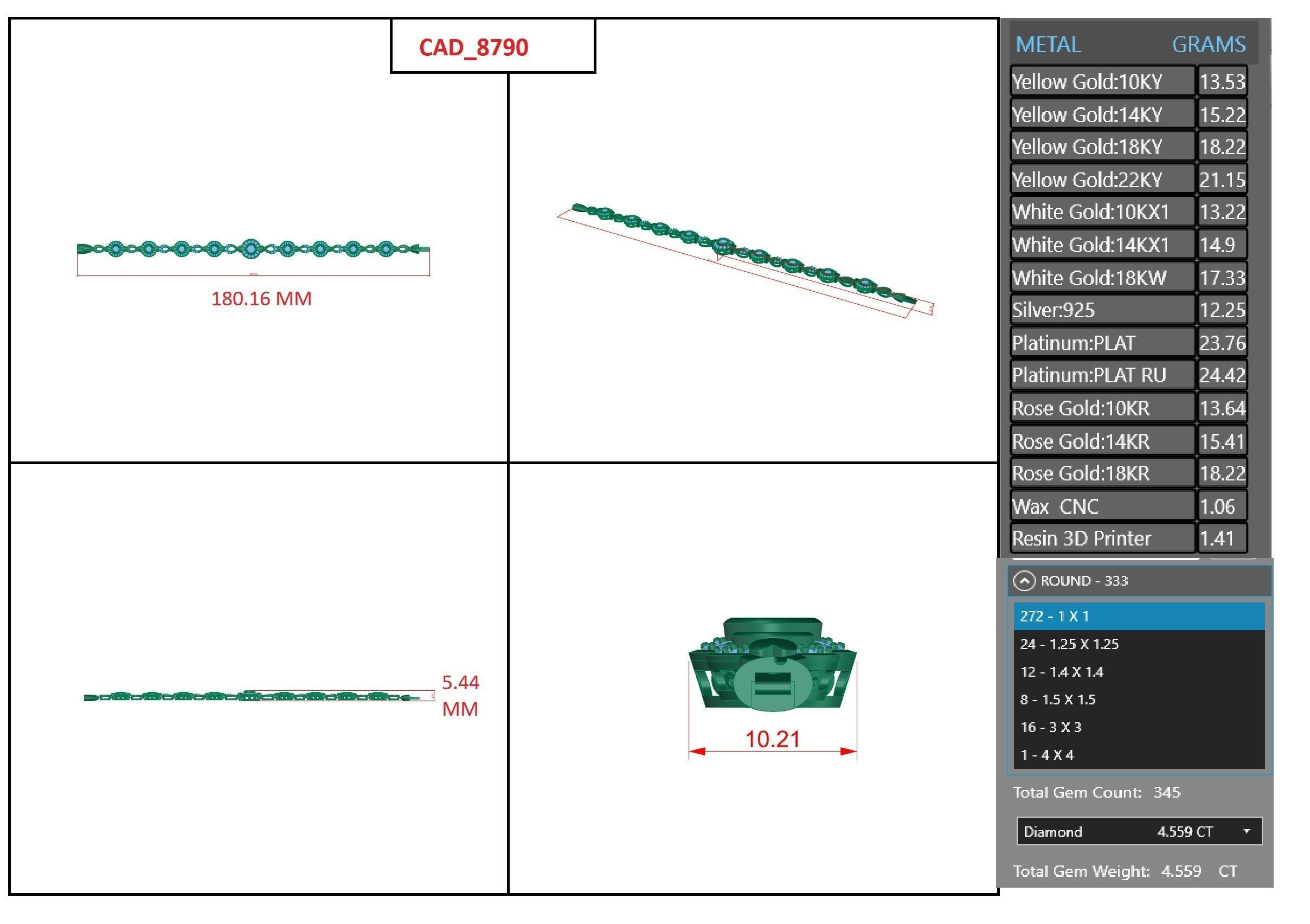 Diamond Bracelet 3D print model  3D print model_3