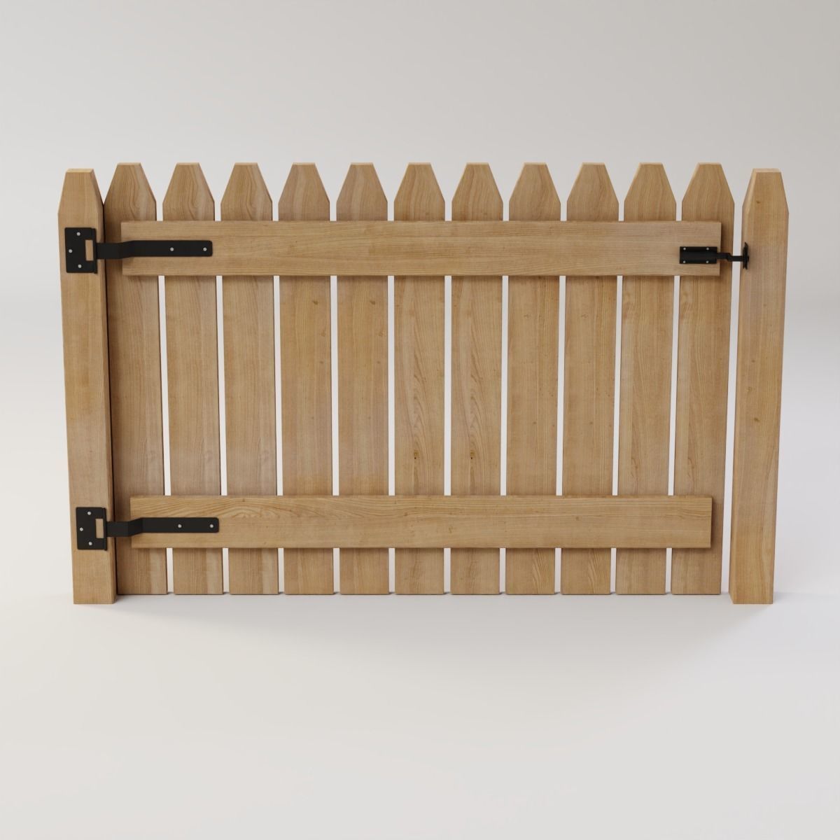 3D model Modular Fence Gate - Solid Angled Picket Fence Gate VR / AR ...