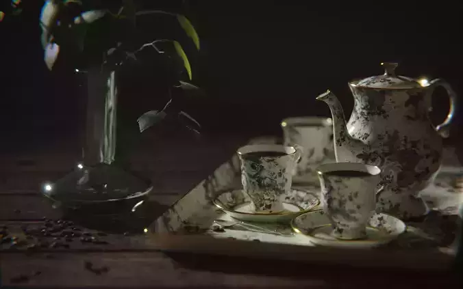 Tea Set 3d Scene