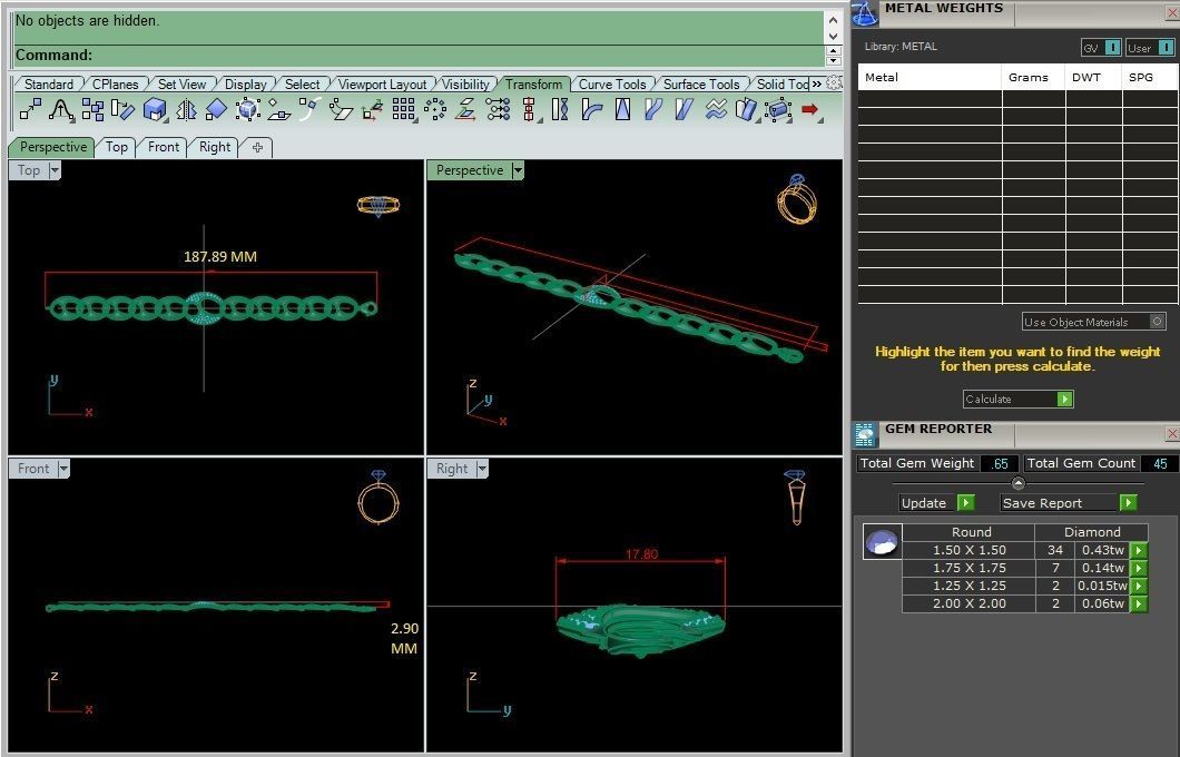 Diamond Bracelet 3D print model   3D print model_4