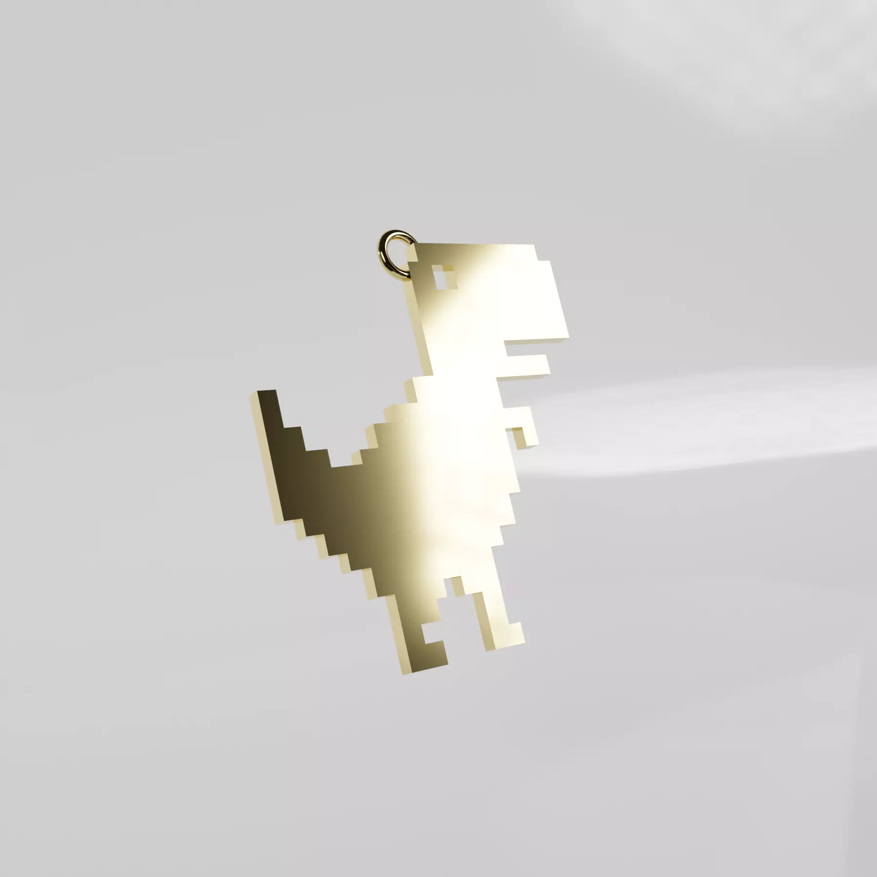 Chrome No Internet Dino Pendant ready for 3D printing Free 3D print model
