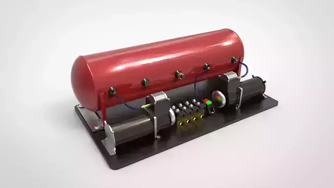 Air suspension system Low-poly 3D model