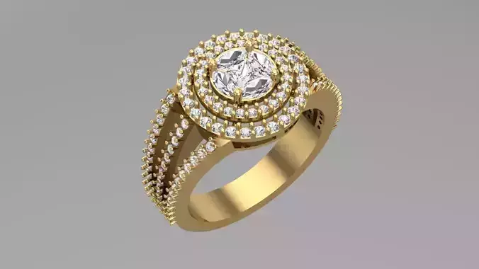 Double Halo Engagement Ring  3dprint model