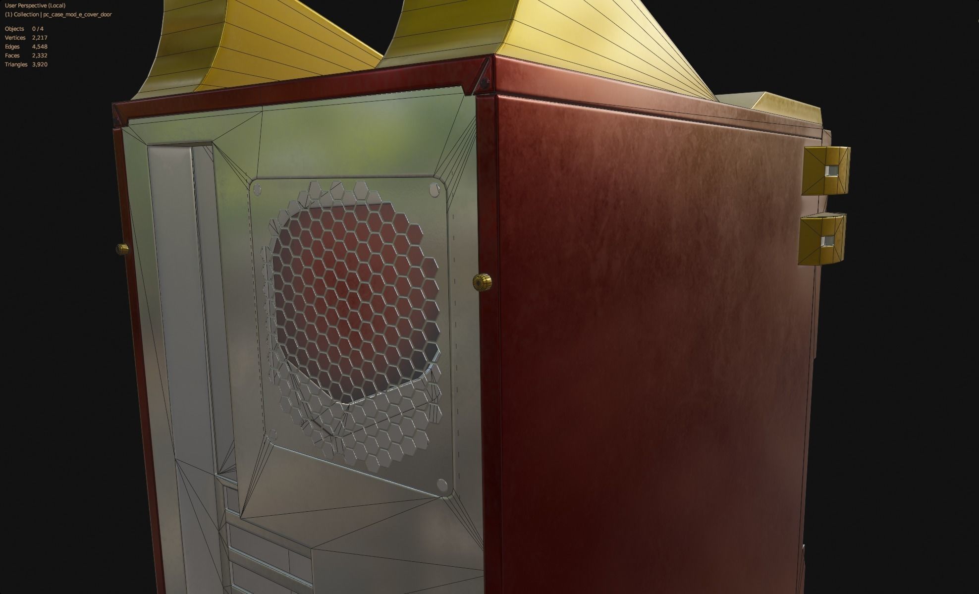 Custom pc case iron man color style gaming gamer  Low-poly 3D model_11