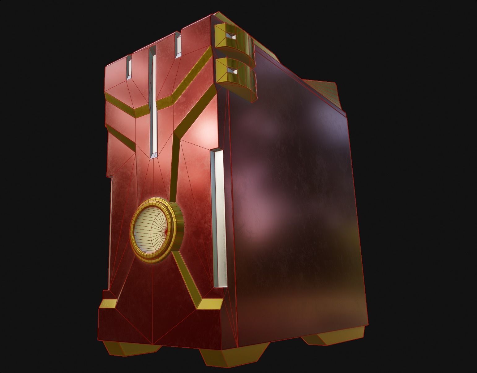 Custom pc case iron man color style gaming gamer  Low-poly 3D model_10