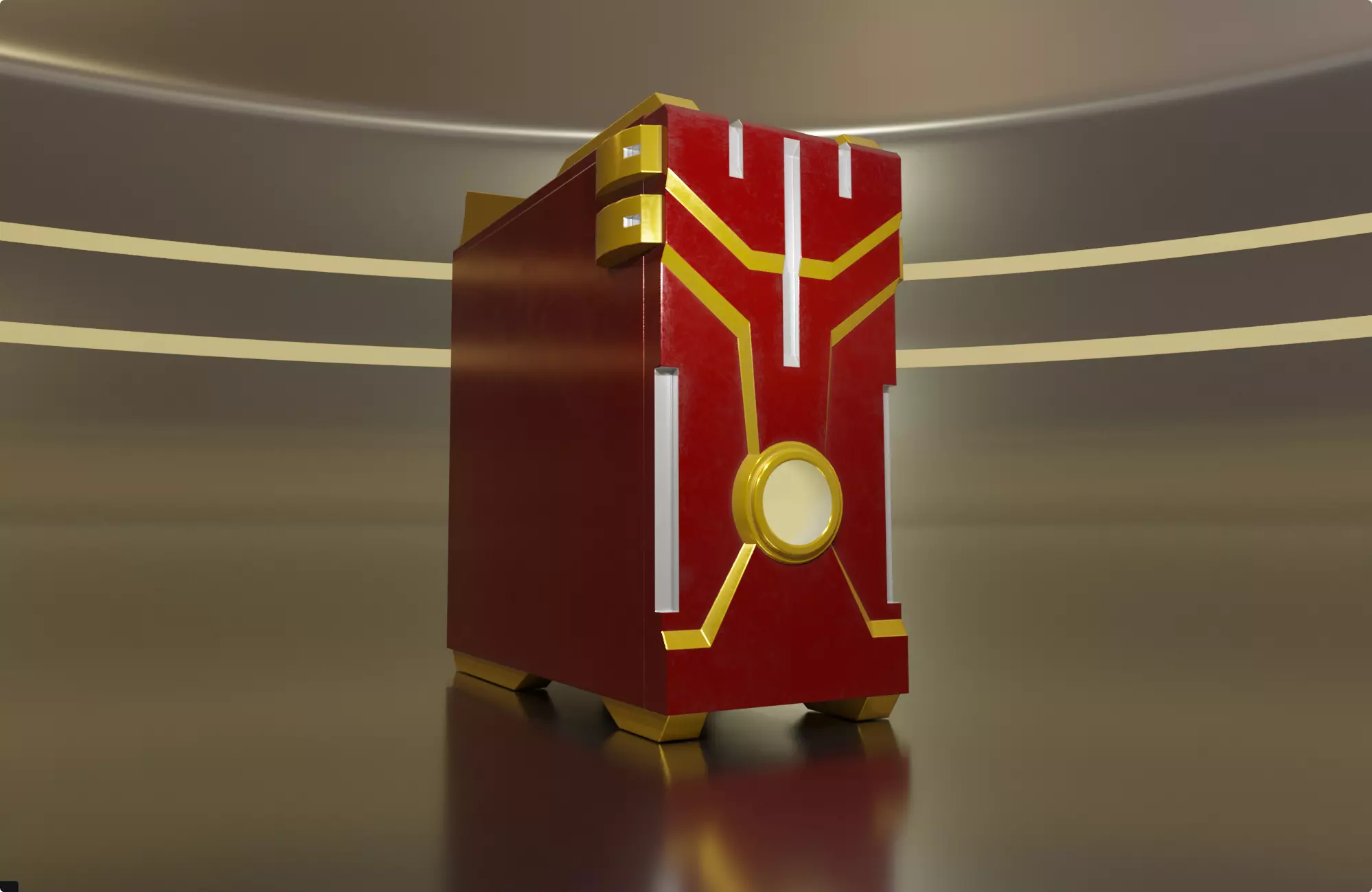 Custom pc case iron man color style gaming gamer  Low-poly 3D model_0