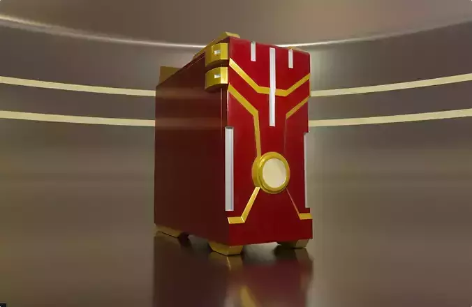 Custom pc case iron man color style gaming gamer  Low-poly 3D model
