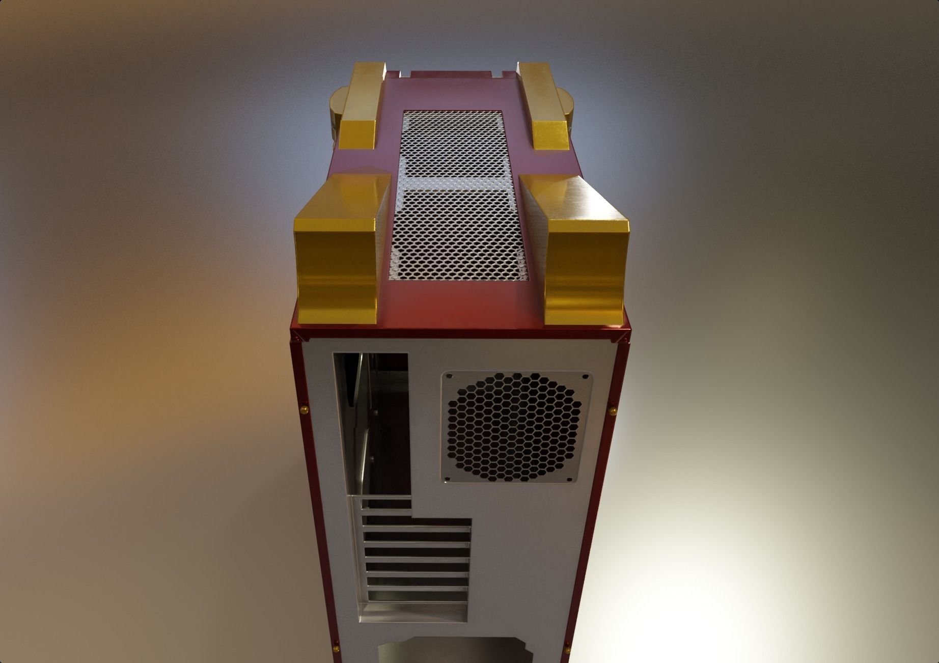 Custom pc case iron man color style gaming gamer  Low-poly 3D model_6