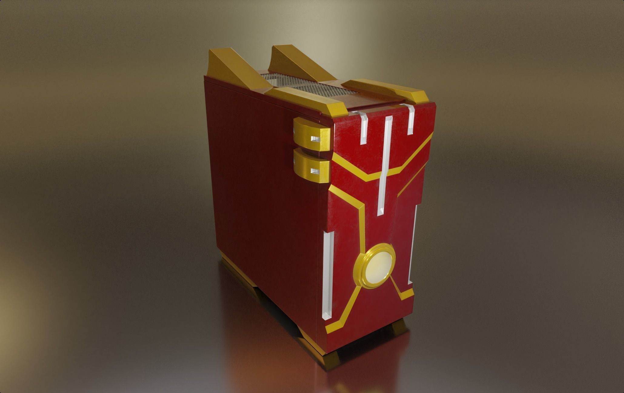 Custom pc case iron man color style gaming gamer  Low-poly 3D model_1