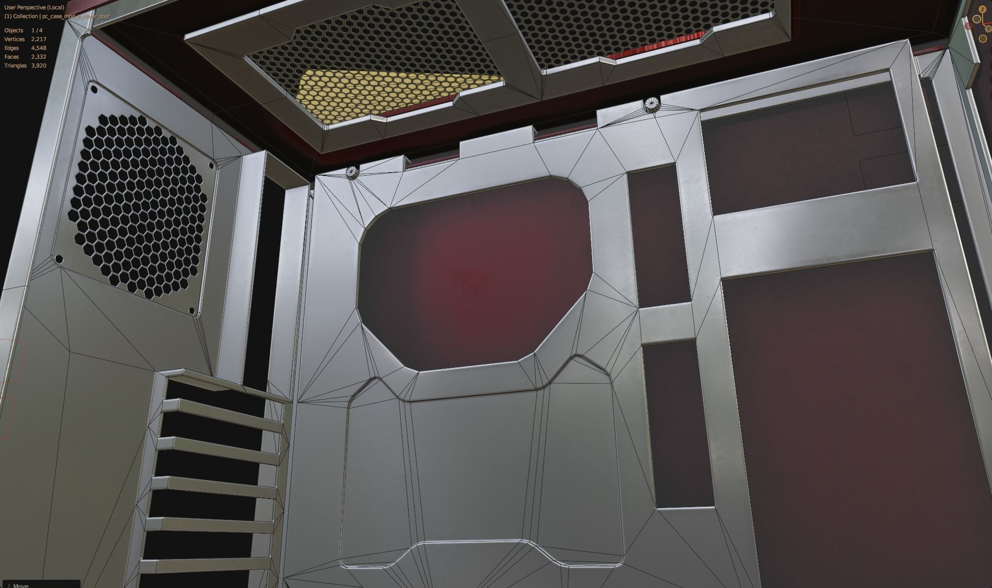 Custom pc case iron man color style gaming gamer  Low-poly 3D model_12