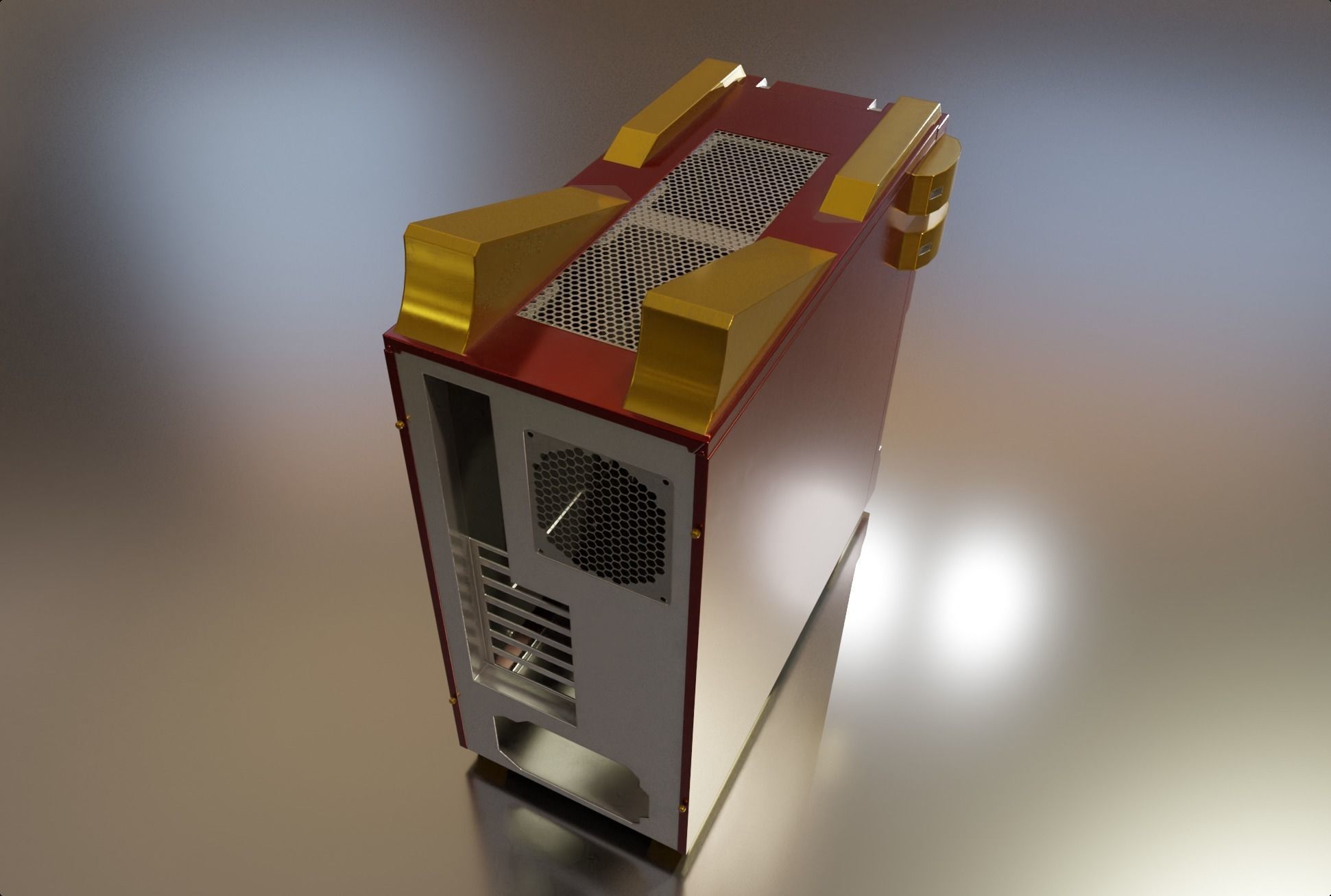 Custom pc case iron man color style gaming gamer  Low-poly 3D model_5