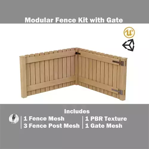 Modular Fence Kit Pack - Solid Dog-Ear Picket Fence with Gate