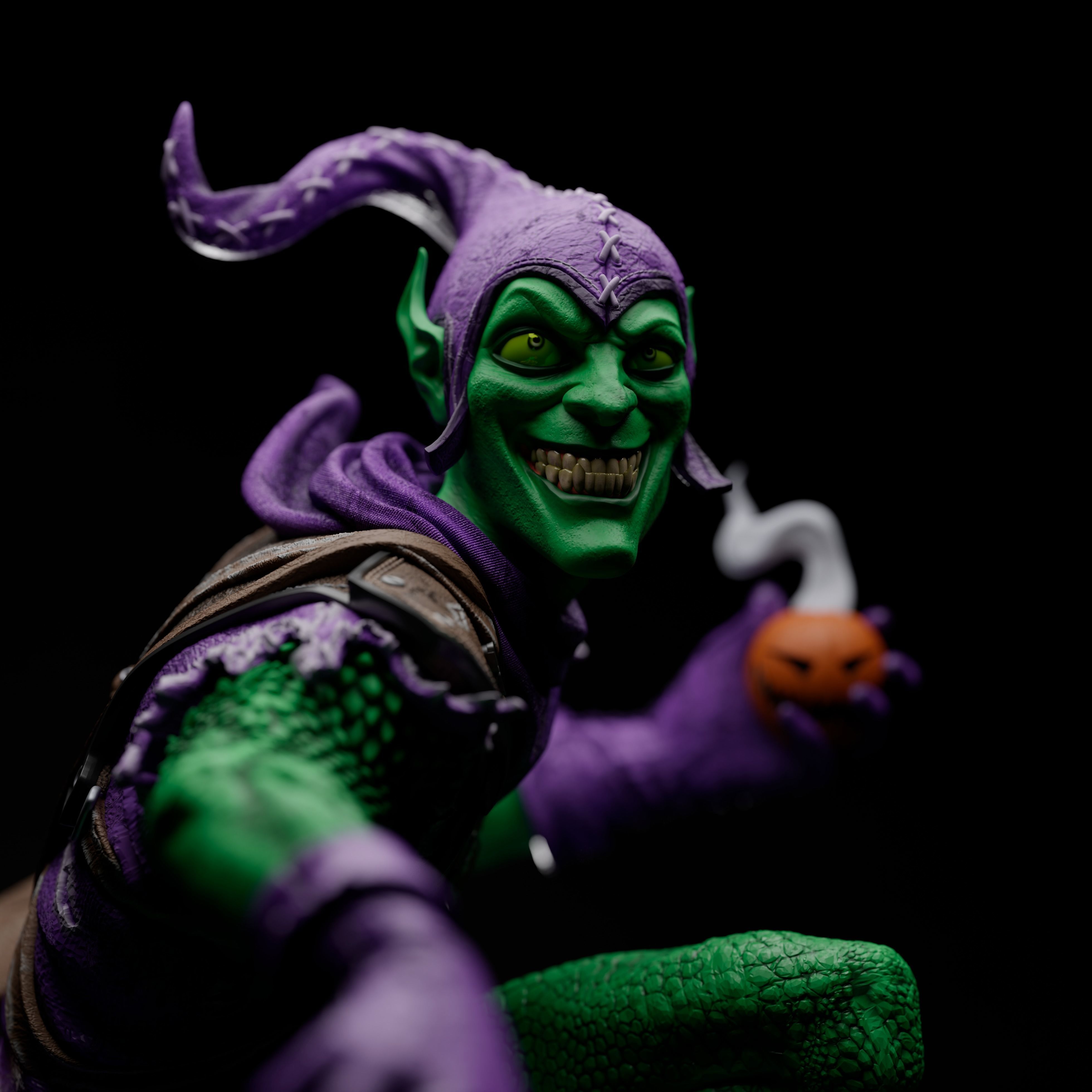 Green goblin statue 3D print model_5