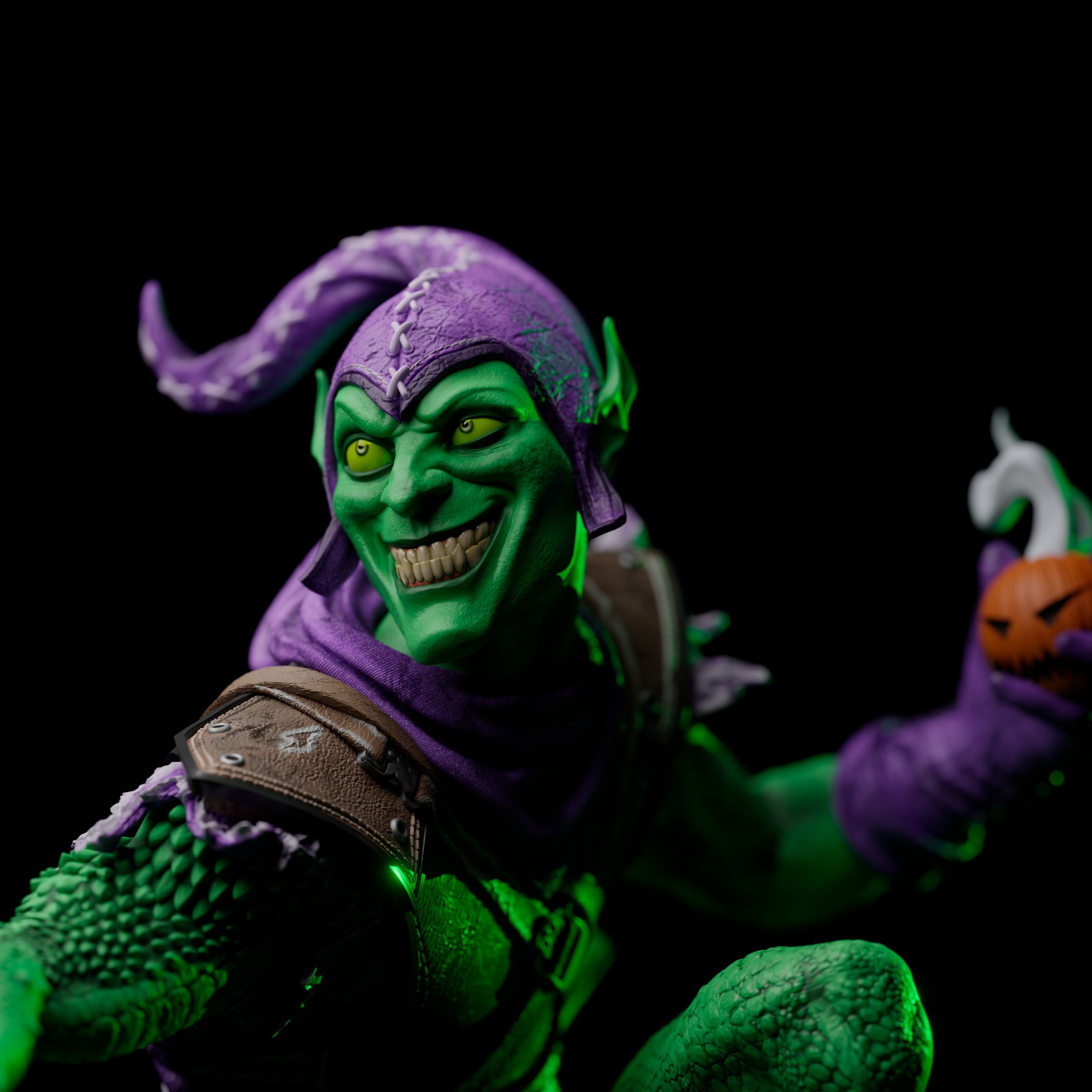 Green goblin statue 3D print model_6