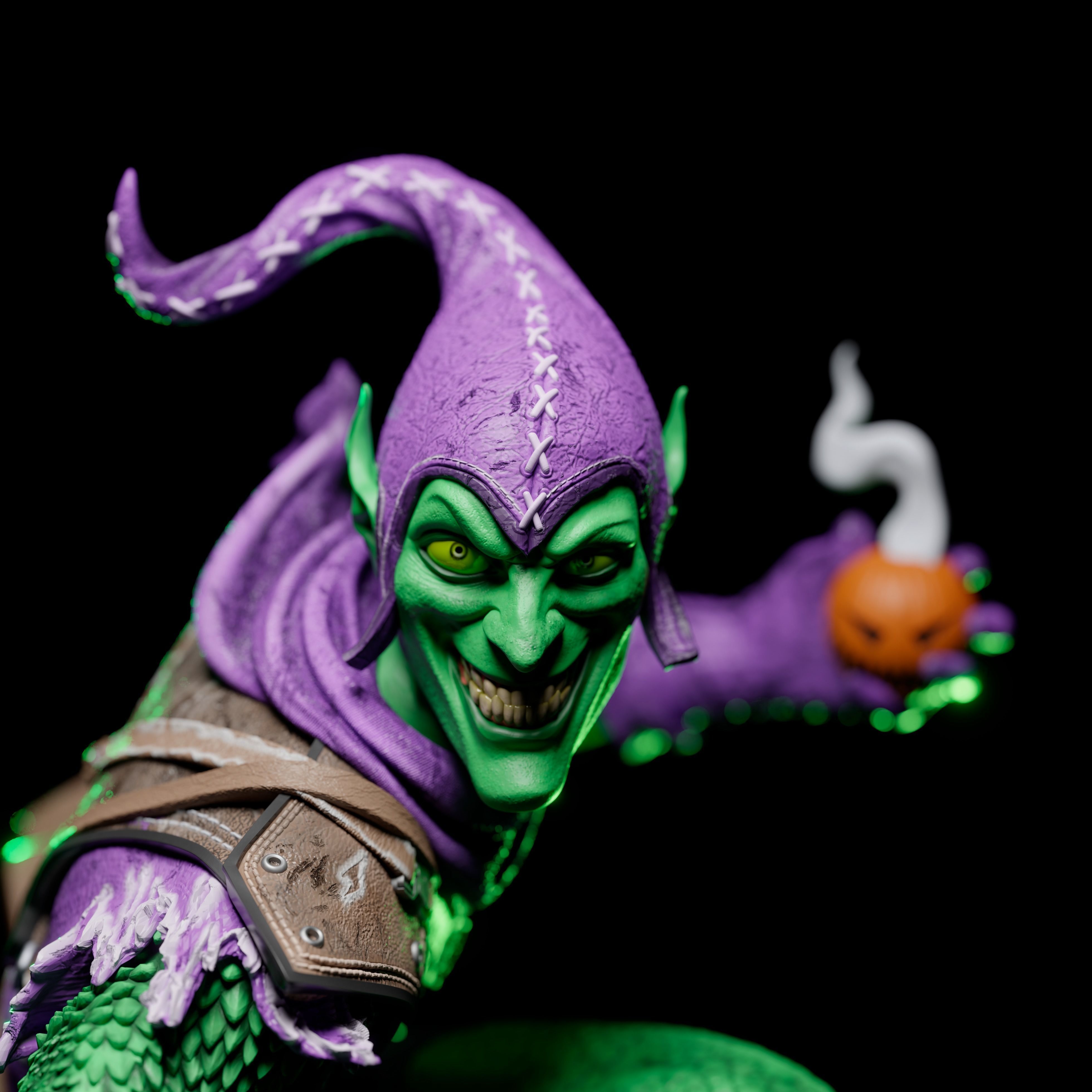 Green goblin statue 3D print model_9