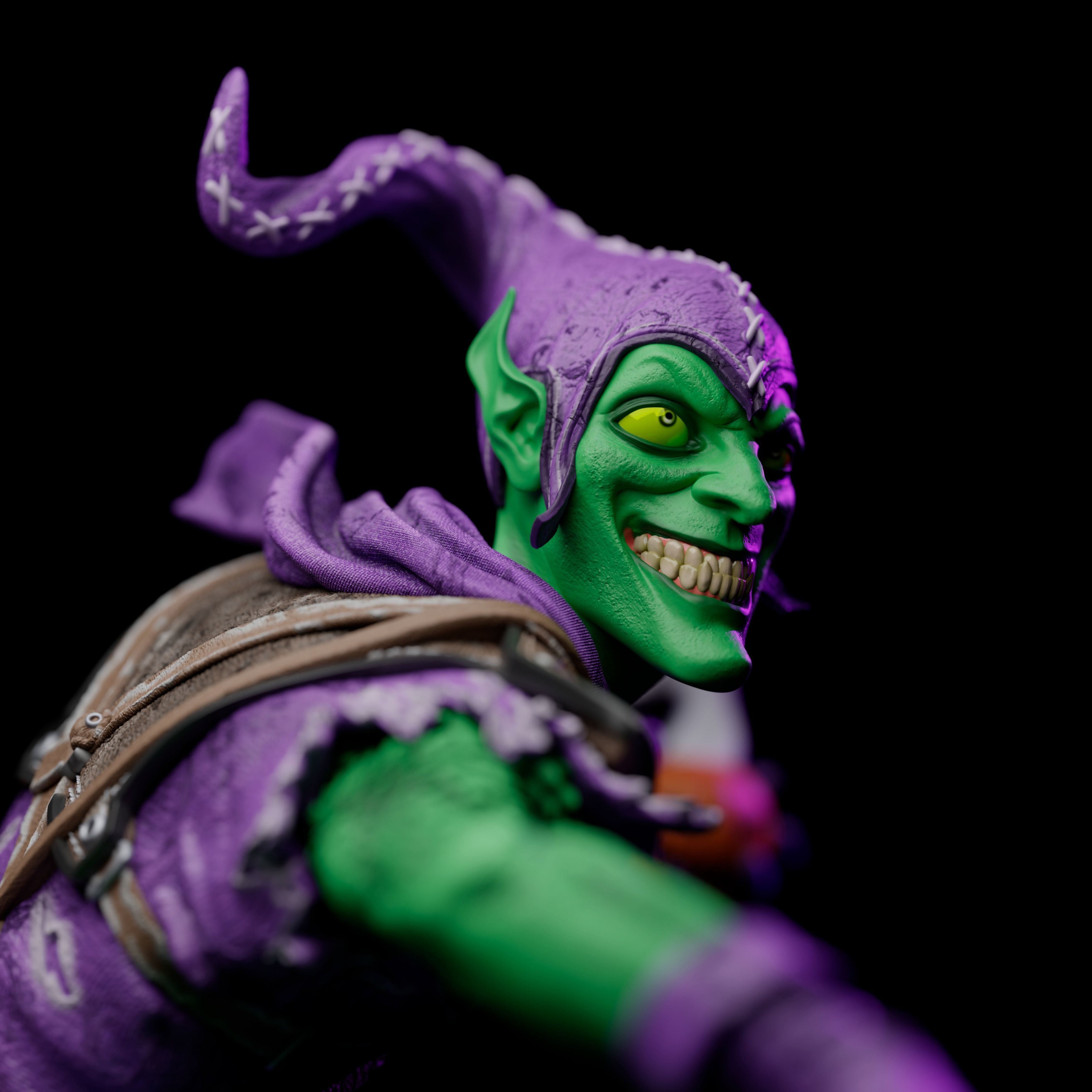 Green goblin statue 3D print model_7