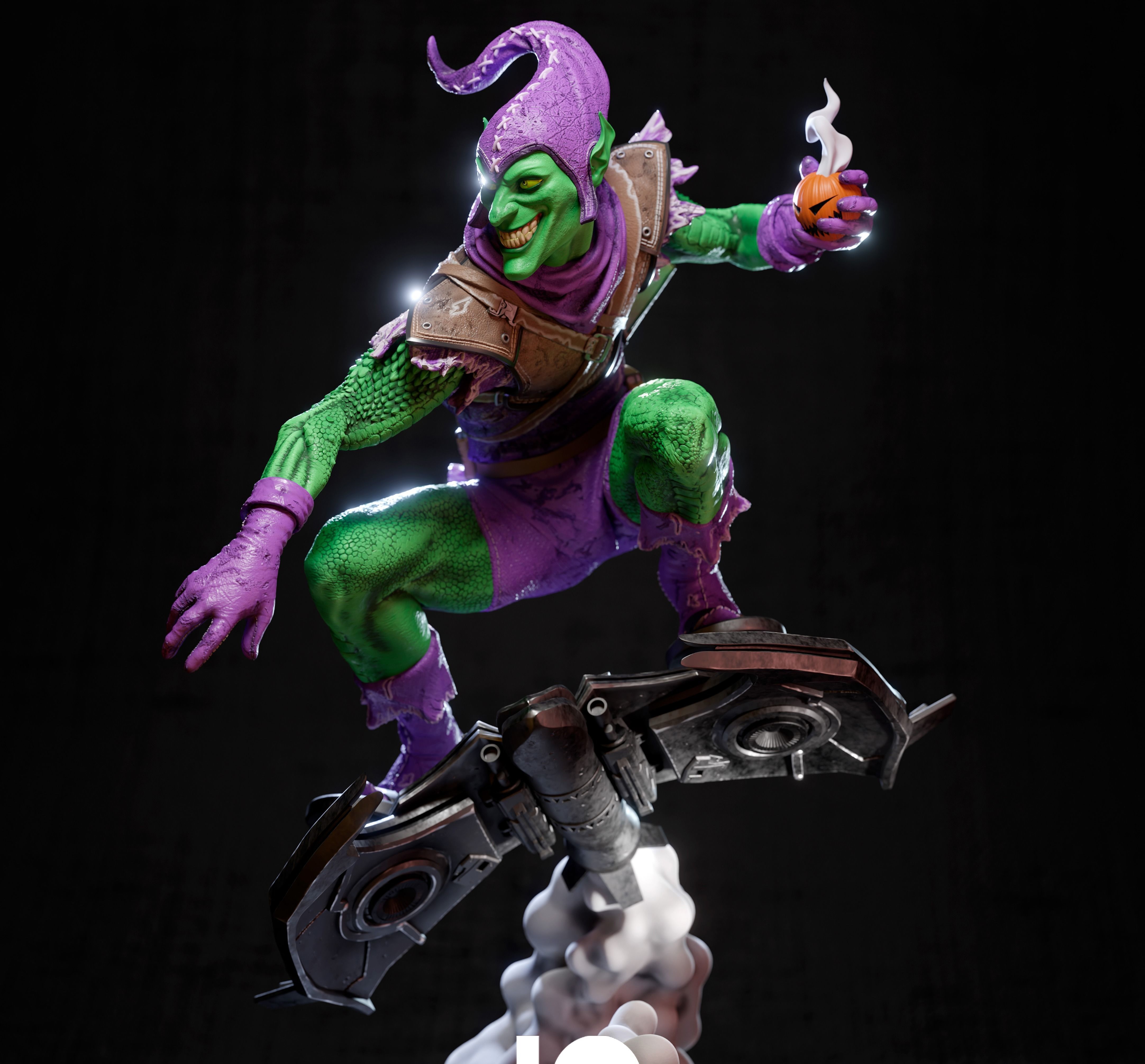 Green goblin statue 3D print model_1