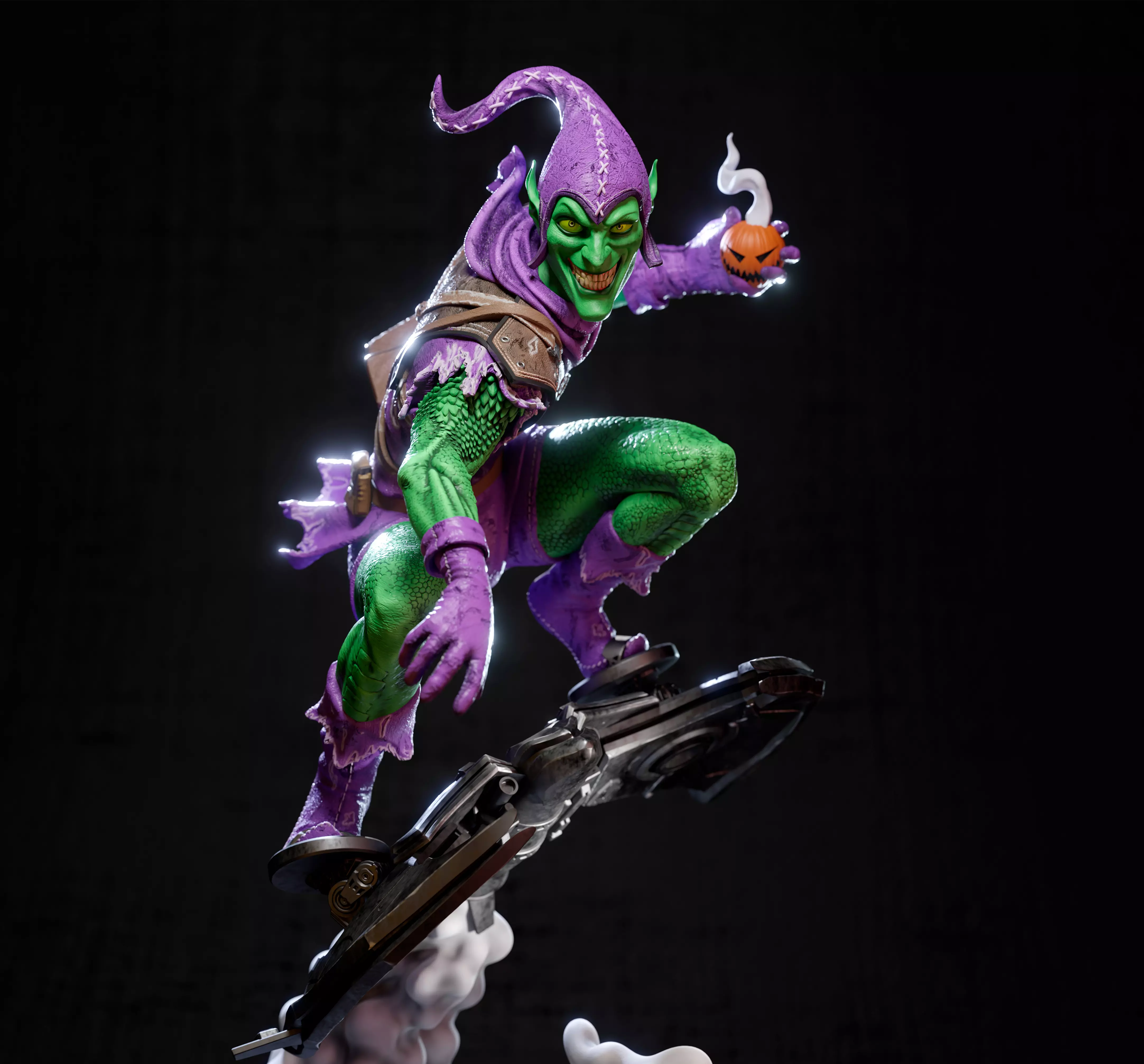 Green goblin statue 3D print model_0