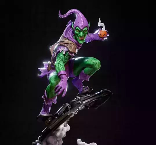 Green goblin statue