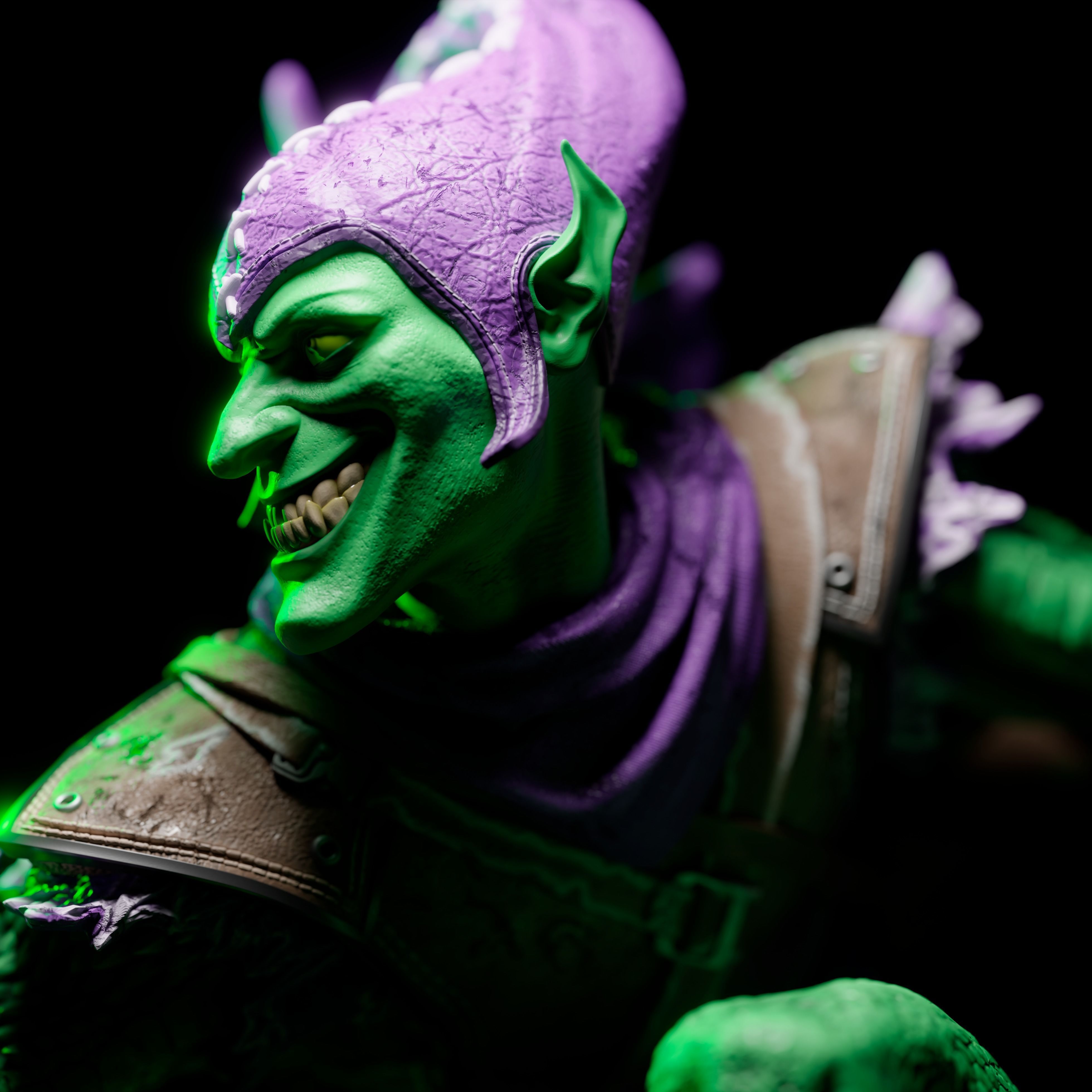 Green goblin statue 3D print model_8