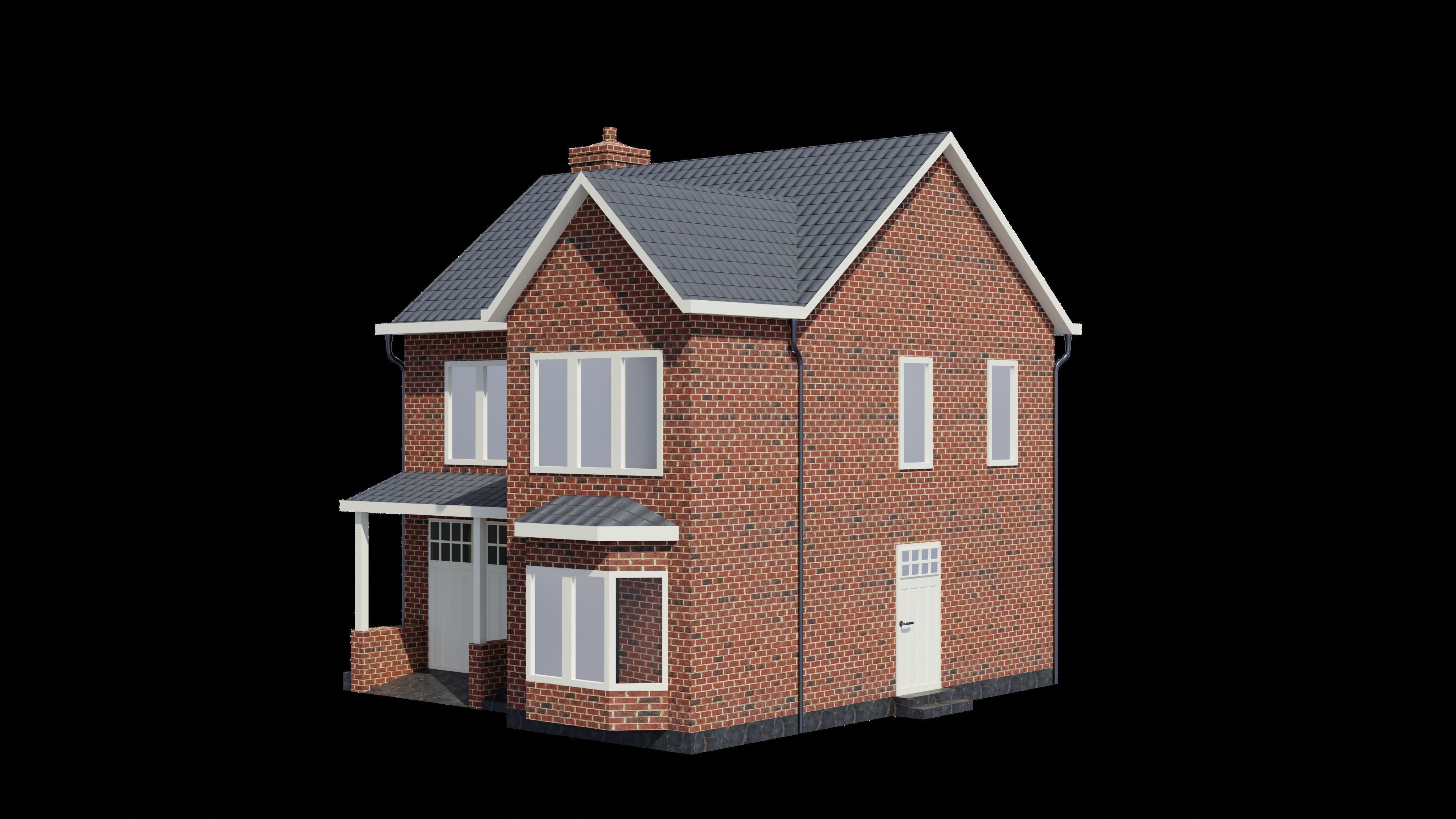 British House Design 005 Low-poly 3D model_3