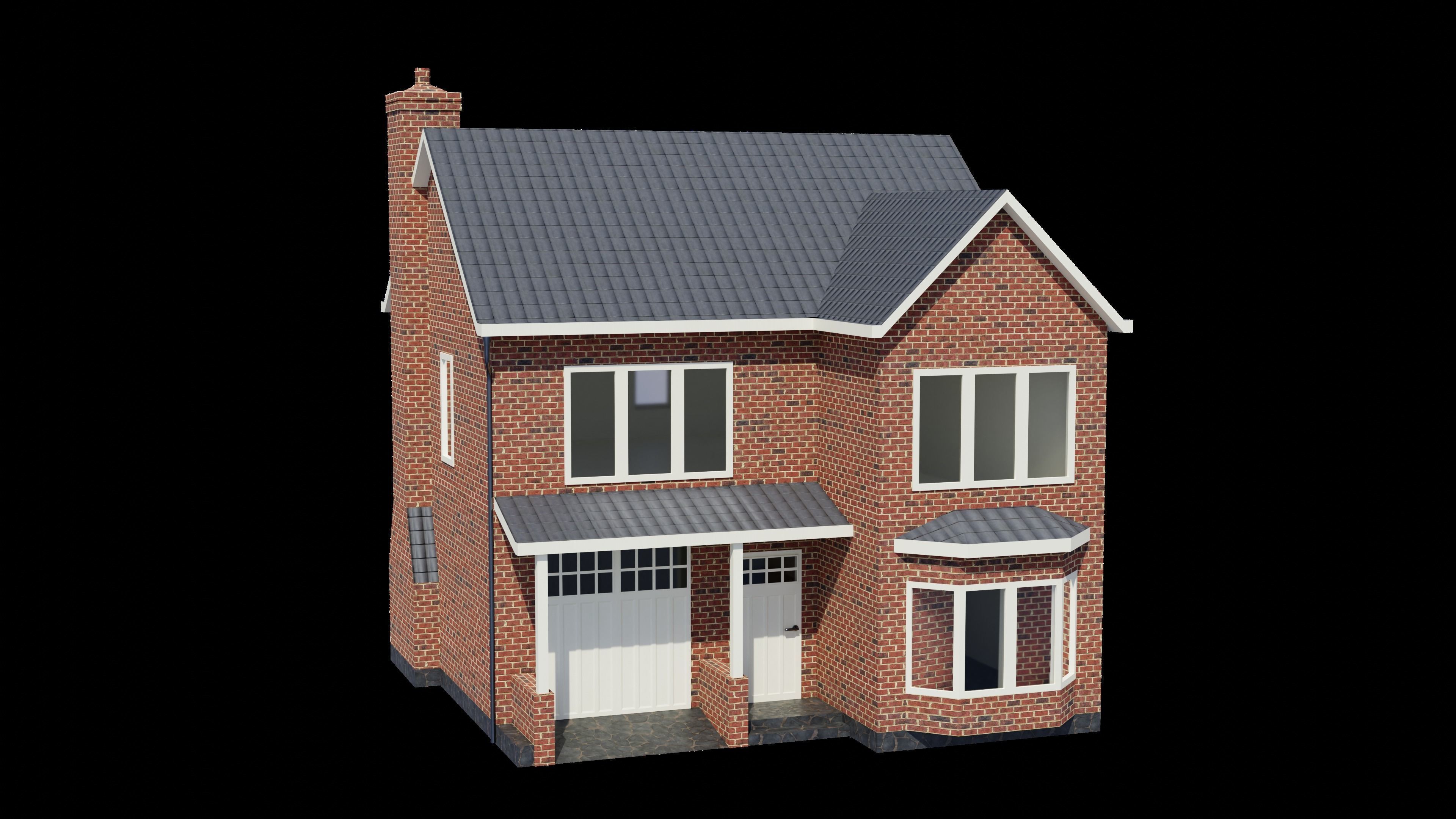 British House Design 005 Low-poly 3D model_2