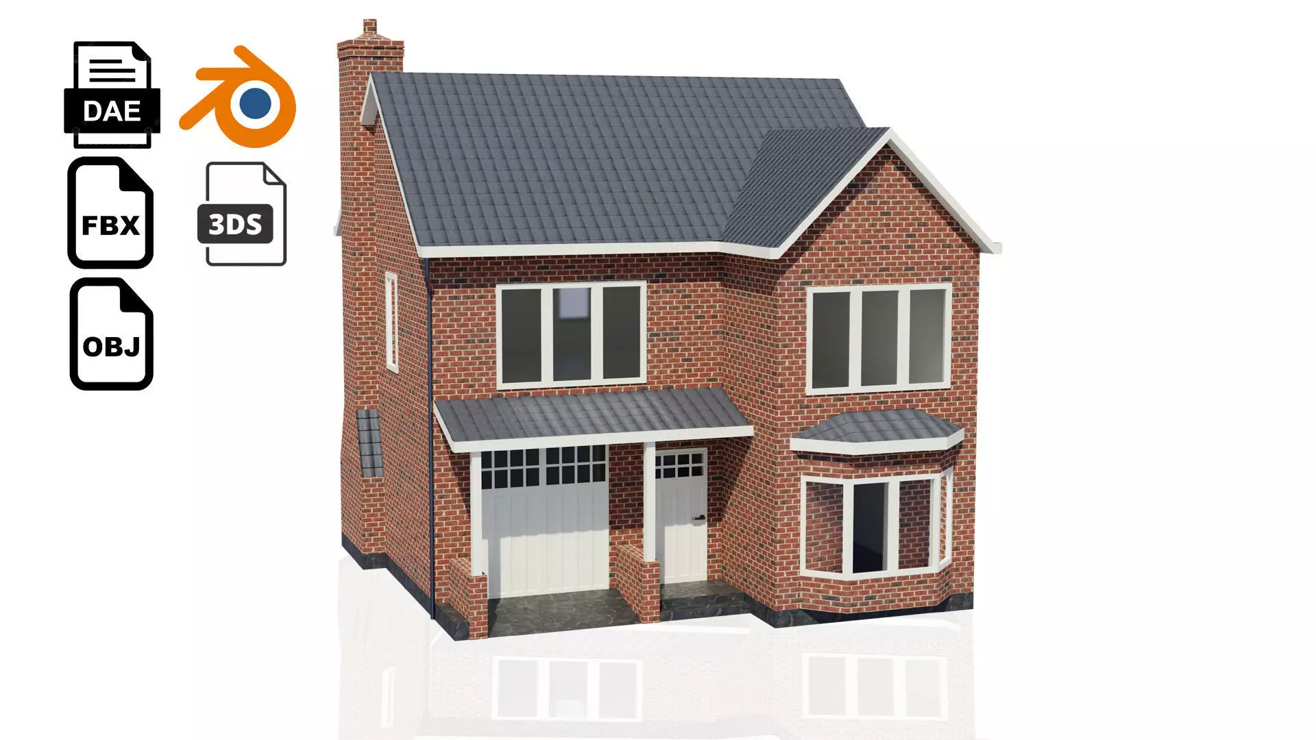 British House Design 005 Low-poly 3D model_0