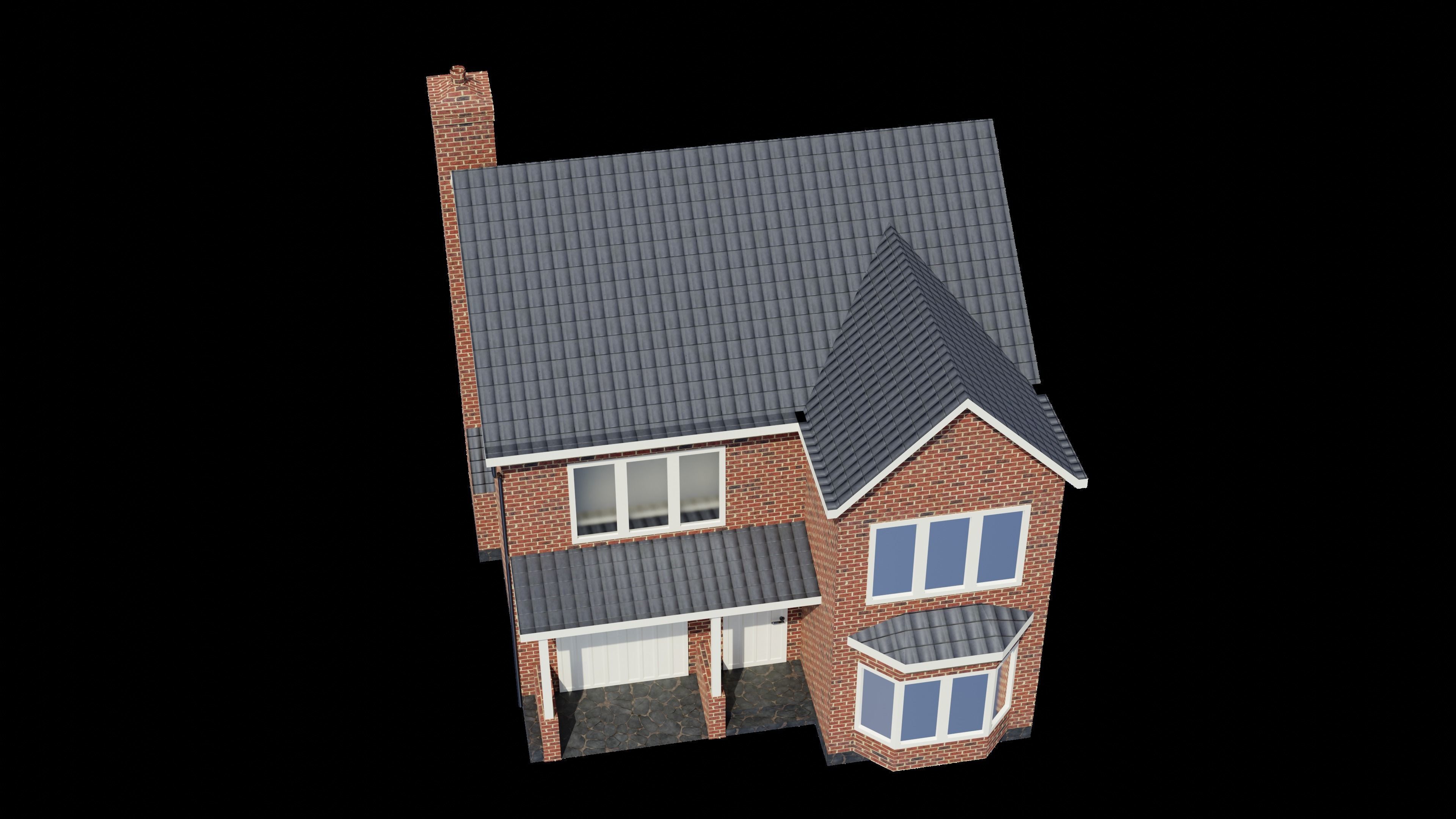 British House Design 005 Low-poly 3D model_6