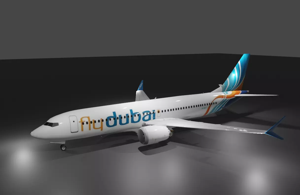 Flydubai Boeing 737 max 8 3d model Low-poly 3D model