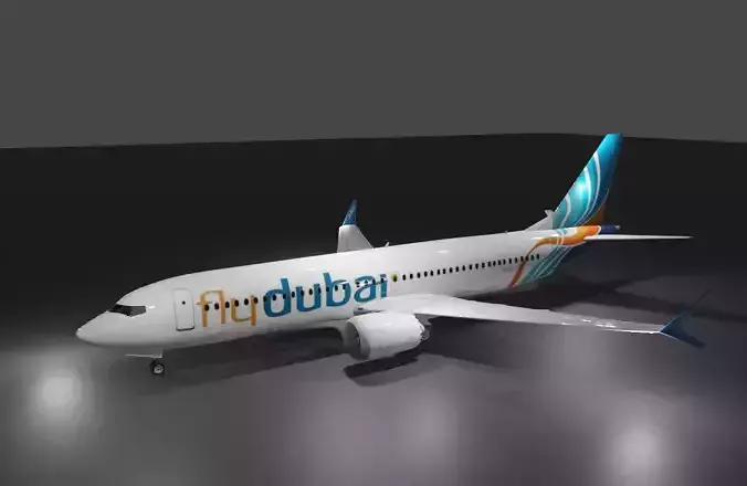 Flydubai Boeing 737 max 8 3d model with cockpit Low-poly 3D model