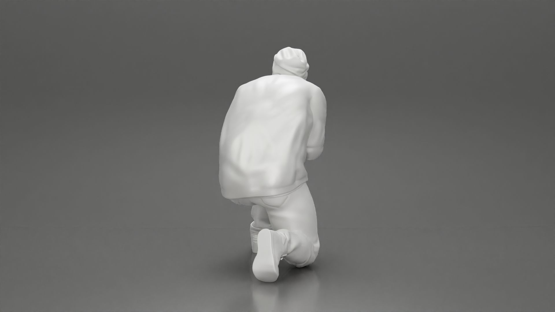 Gangster in jacket sitting holding a gun hides behind the car 3D print model_10