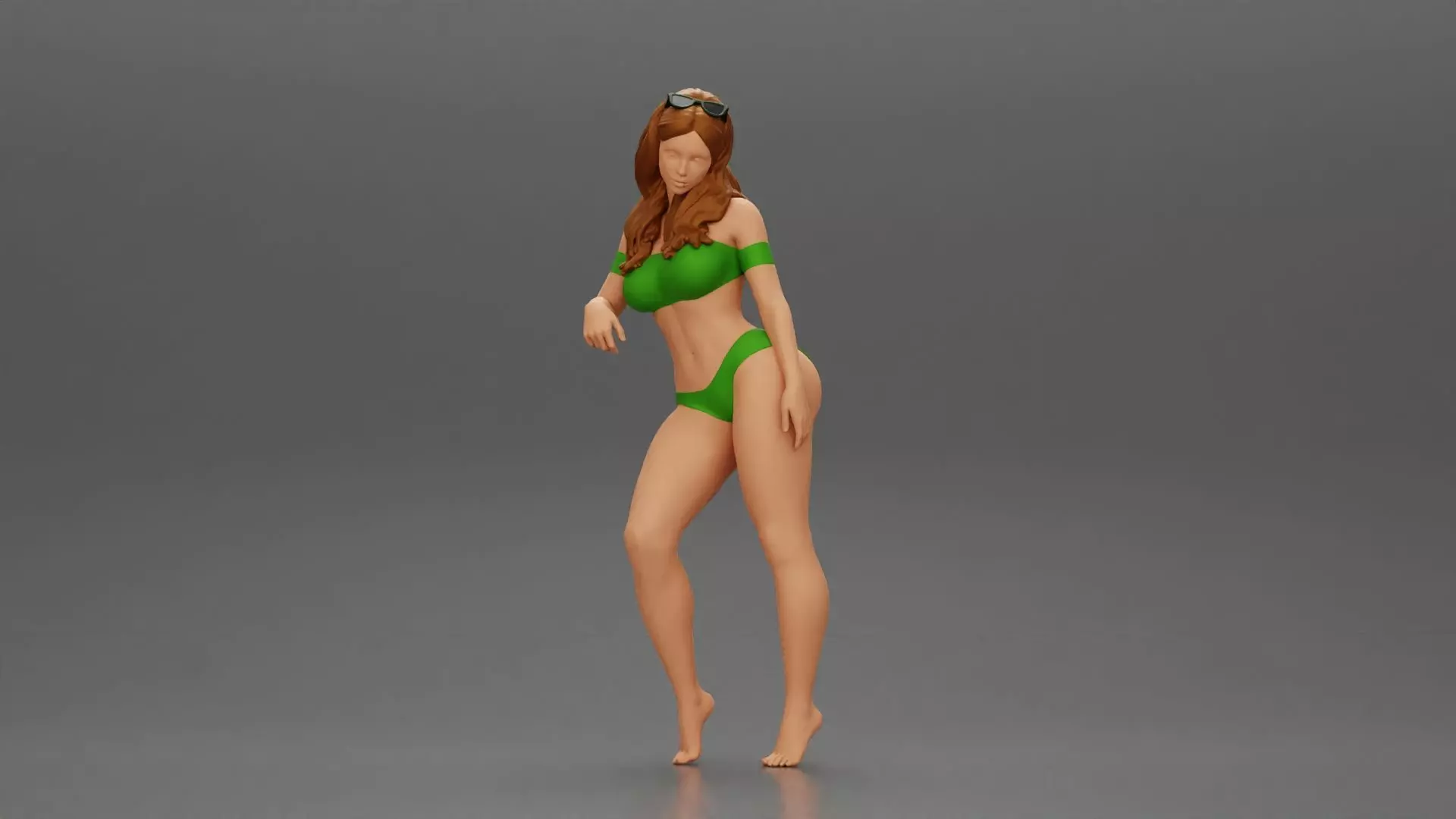 Sexy girl in Bikini Leaning Against Car on the beach 3D print model