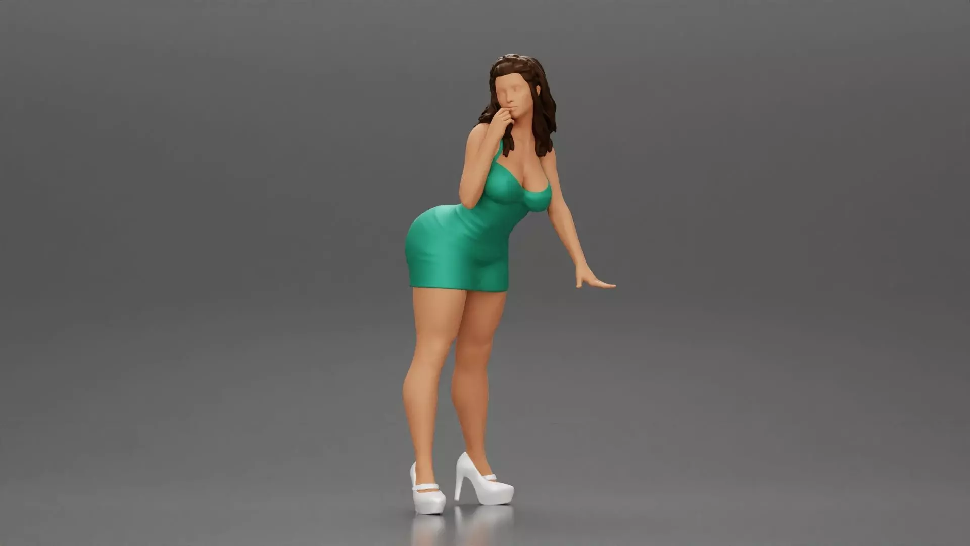 girl in Mini Dress Leaning on the Car 3D print model