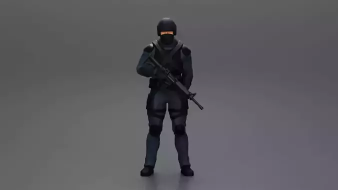 police officer stand guard next to cocaine bags holding a gun