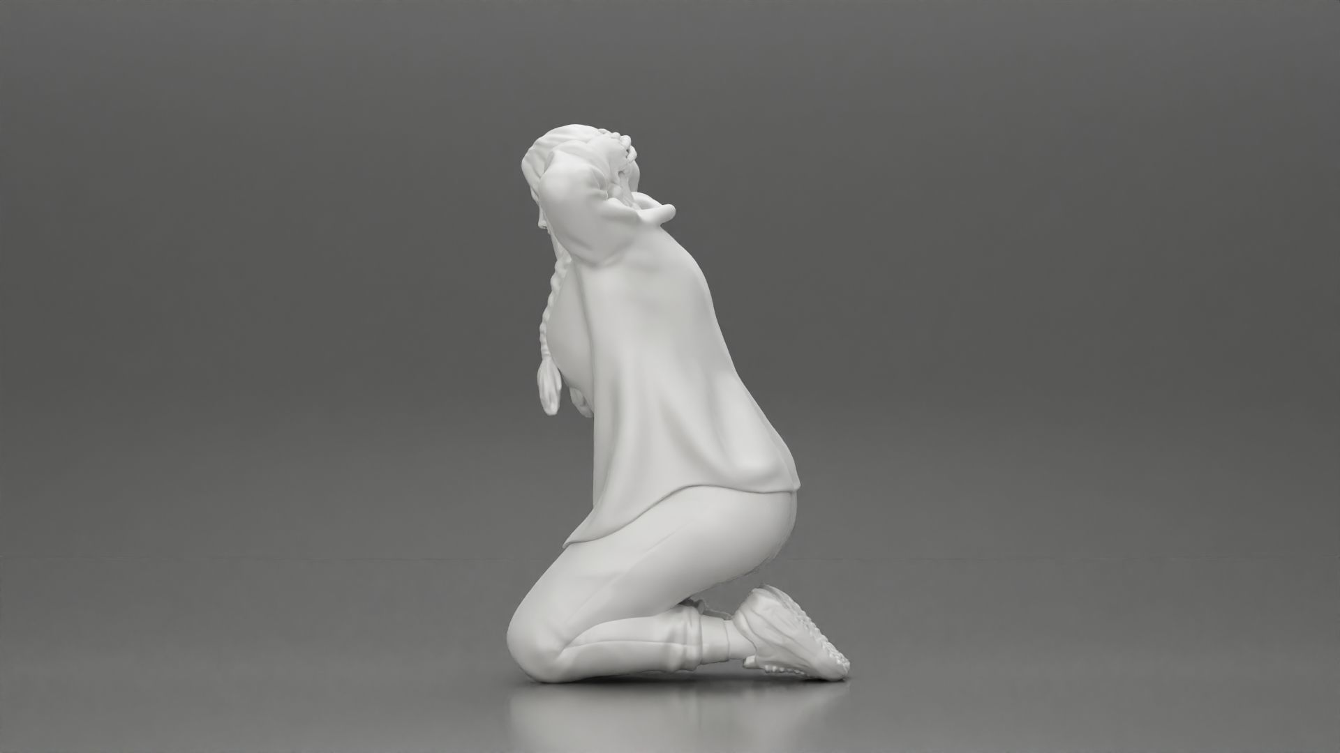 Chola Girl sitting putting his hands behind head to be arrested 3D print model_11